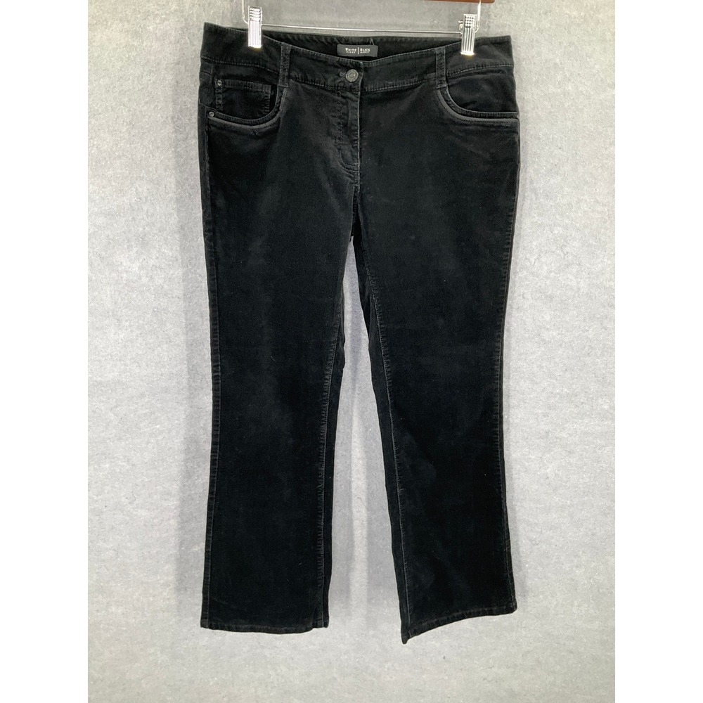 White House Black Market Corduroy Sleek‎ Boot Black Pants Women's Size 10